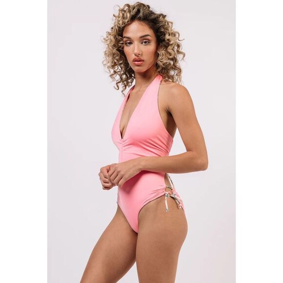 Free People x HAH In A Ruche Printed Deep V Reversible One Piece Swimsuit - Picture 4 of 16
